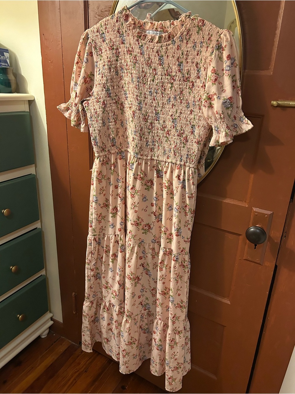 Ivy City Co Blush Pink Floral Smocked Maxi Dress